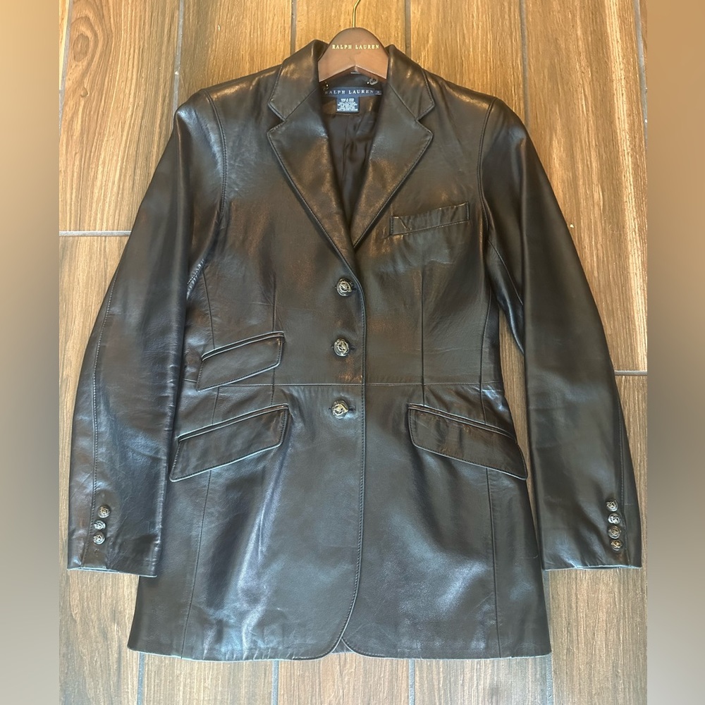 Ralph Lauren collection black leather jacket